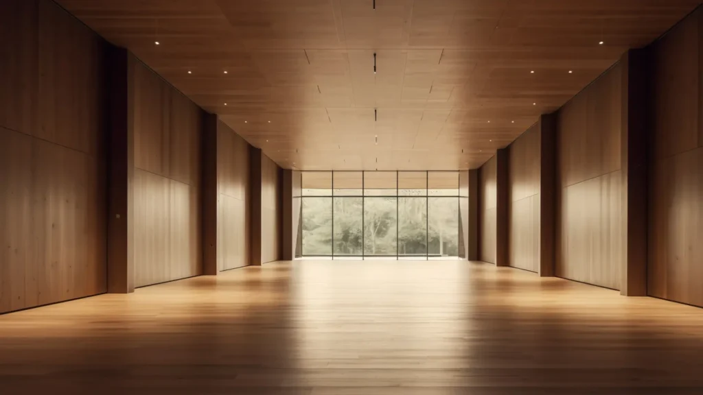 Wide-plank oak flooring in a styled modern interior
