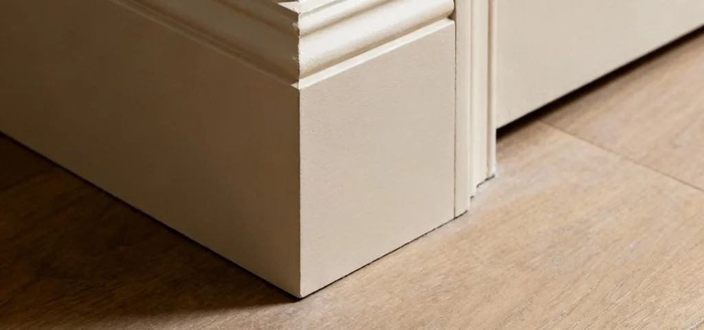 Wide-plank oak flooring in a styled modern interior