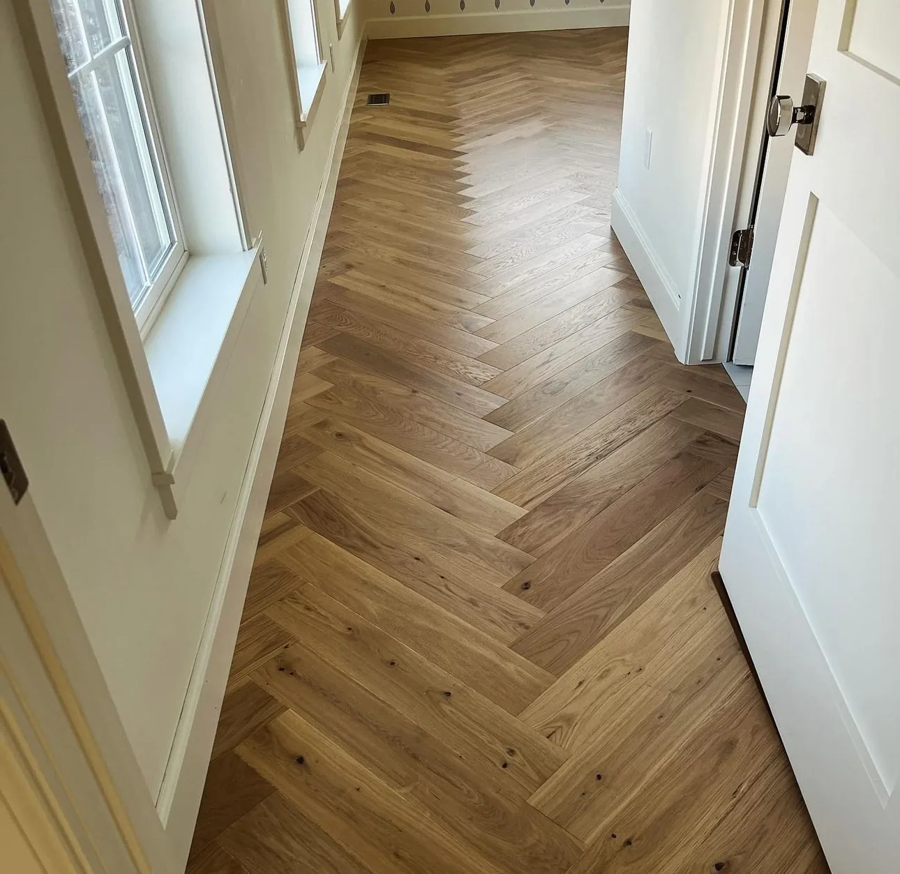 Chevron floor installed by 22FLOORING in a Woodbridge home