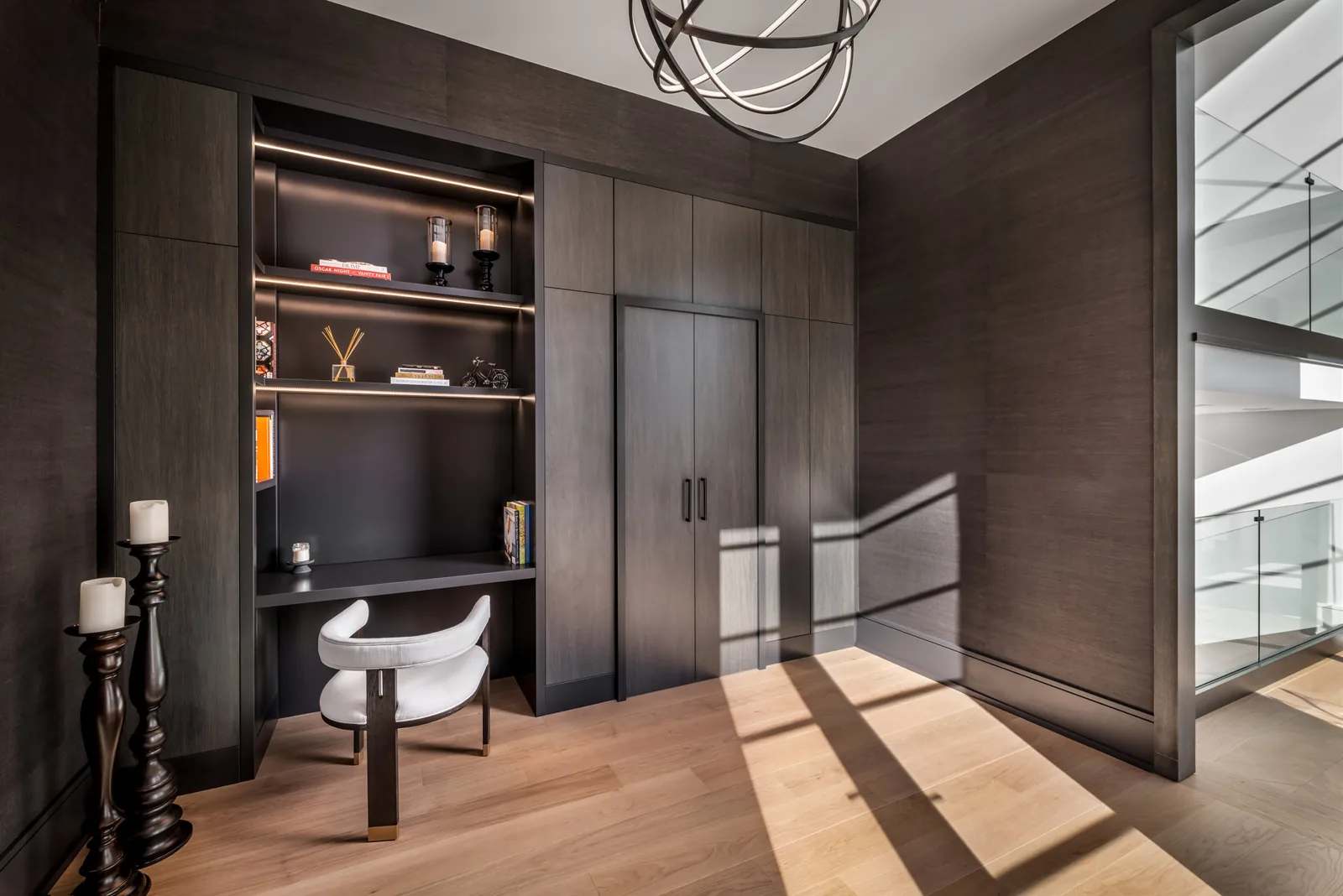 Bari engineered oak flooring from the PURadria collection by PurParket in a home office
