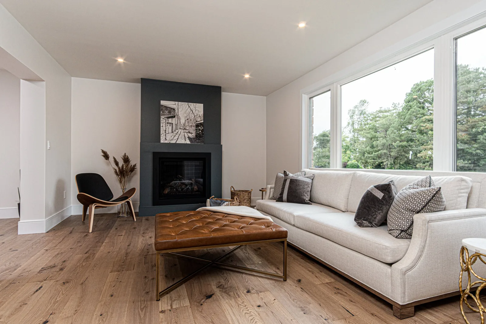 Cinder engineered oak flooring from the PURadria collection by PurParket in a living room