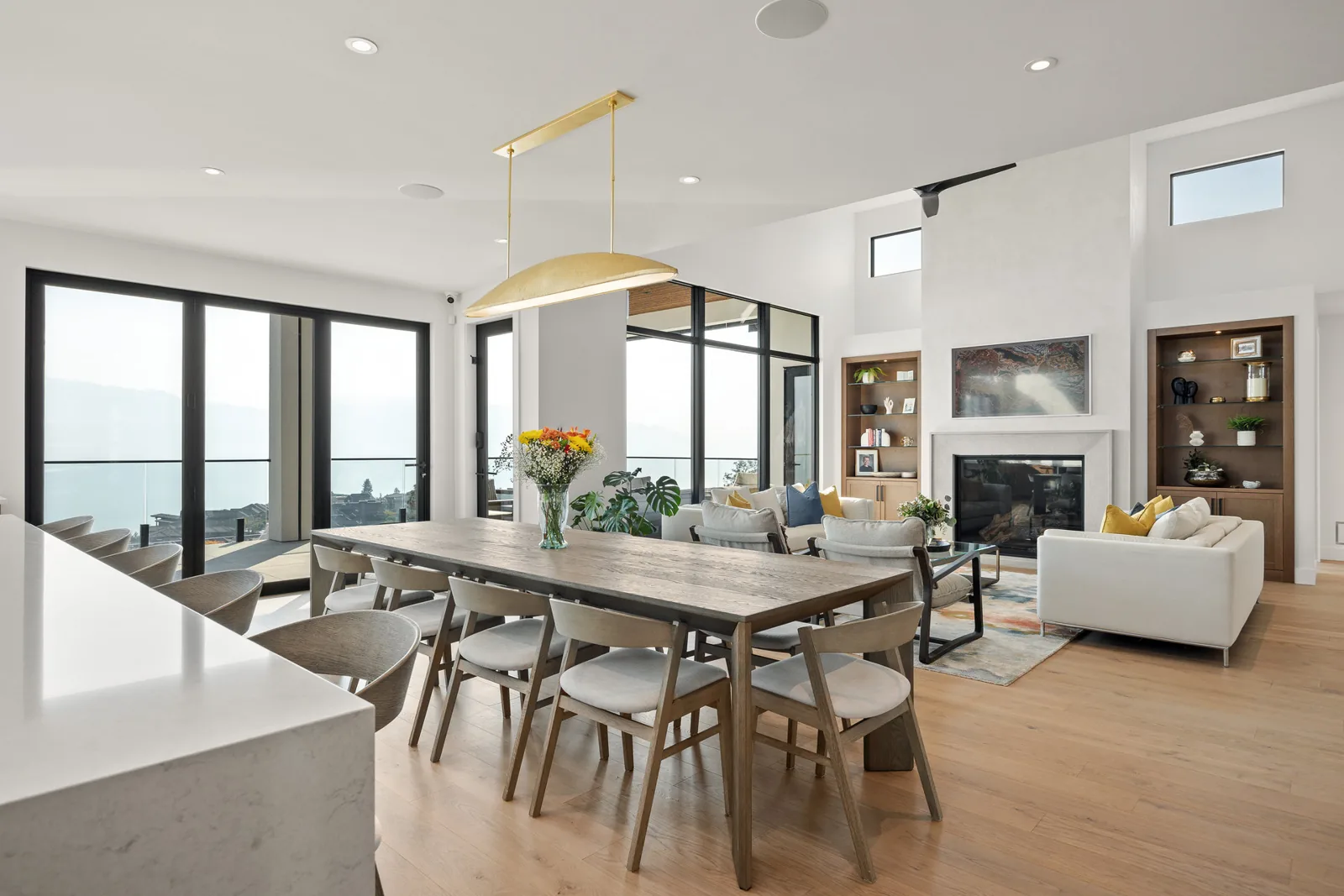 Fjord engineered oak flooring from the PURadria collection by PurParket in an open-plan great room